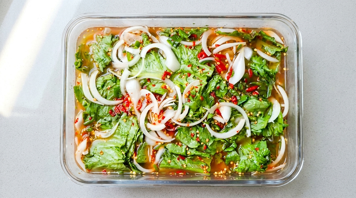 Refreshing Korean Lettuce Water Kimchi (Sangchu Mul-Kimchi)