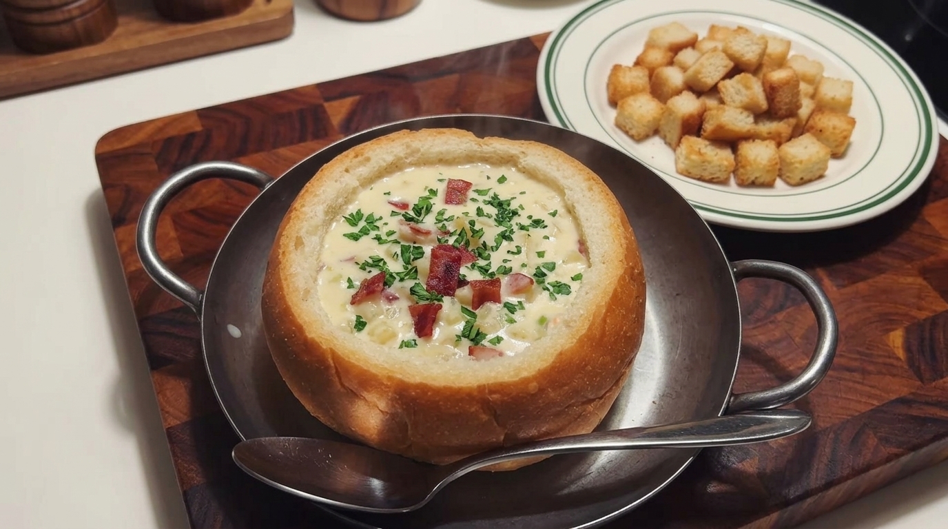 Classic Clam Chowder in a Bread Bowl