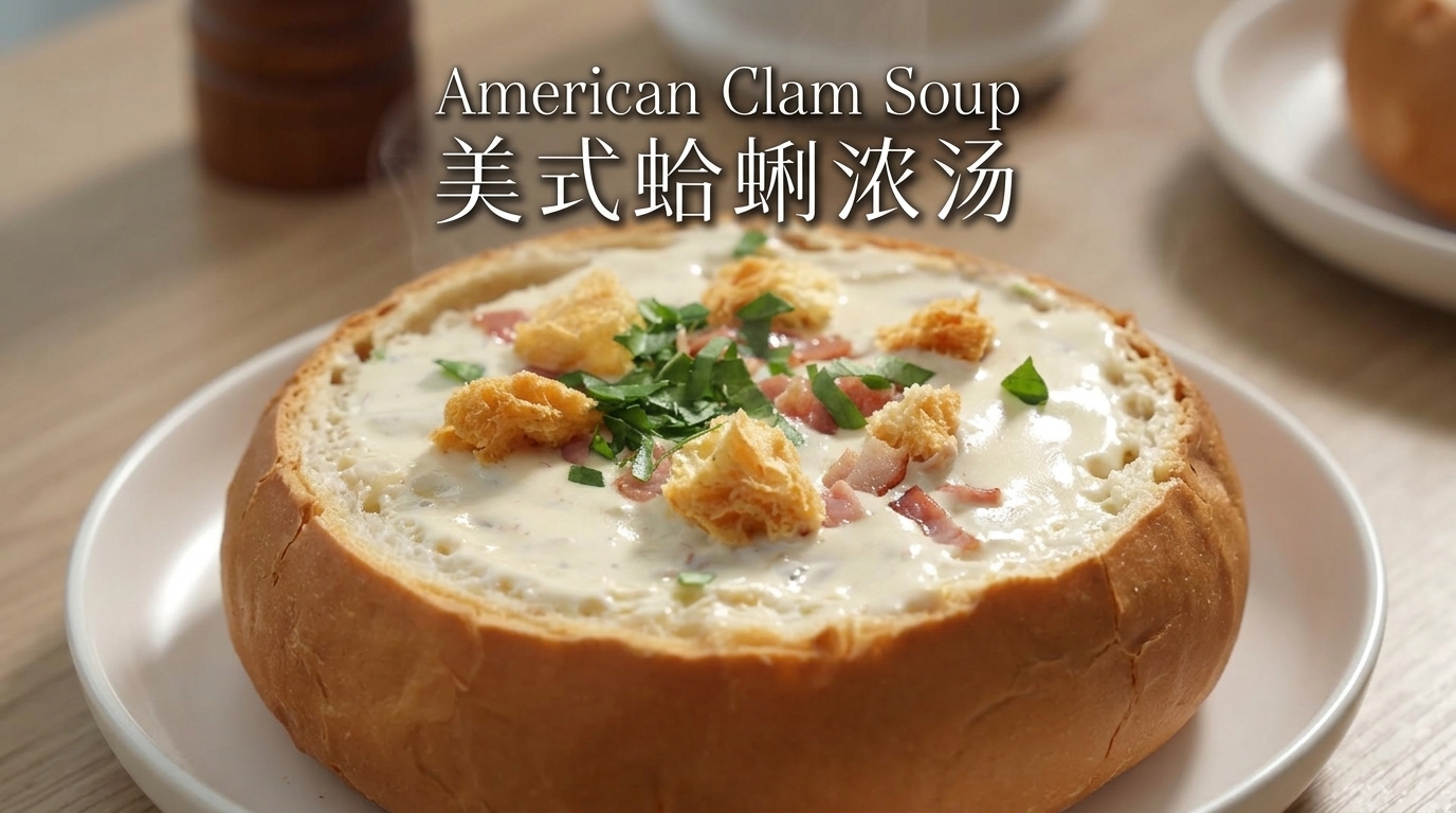 Classic American Clam Chowder in a Bread Bowl