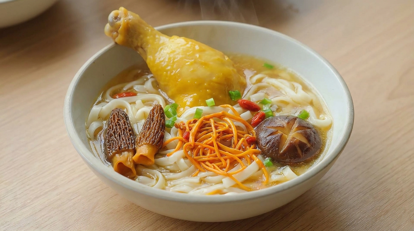 Golden Mushroom & Cordyceps Chicken Noodle Soup