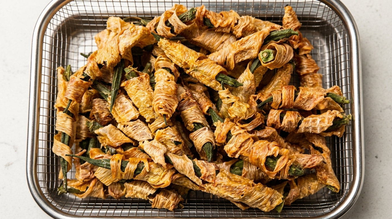 Homemade Chicken-Wrapped Okra Pet Treats