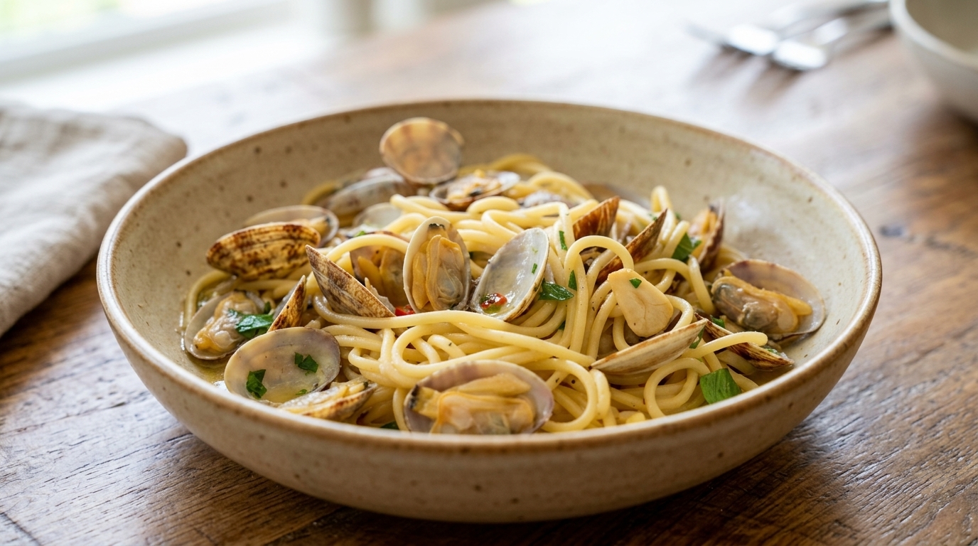 Classic Spaghetti alle Vongole (Garlic Clam Pasta)