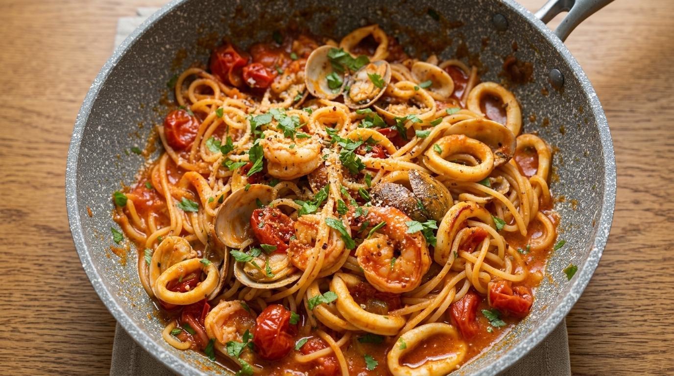 Classic Tomato Seafood Spaghetti