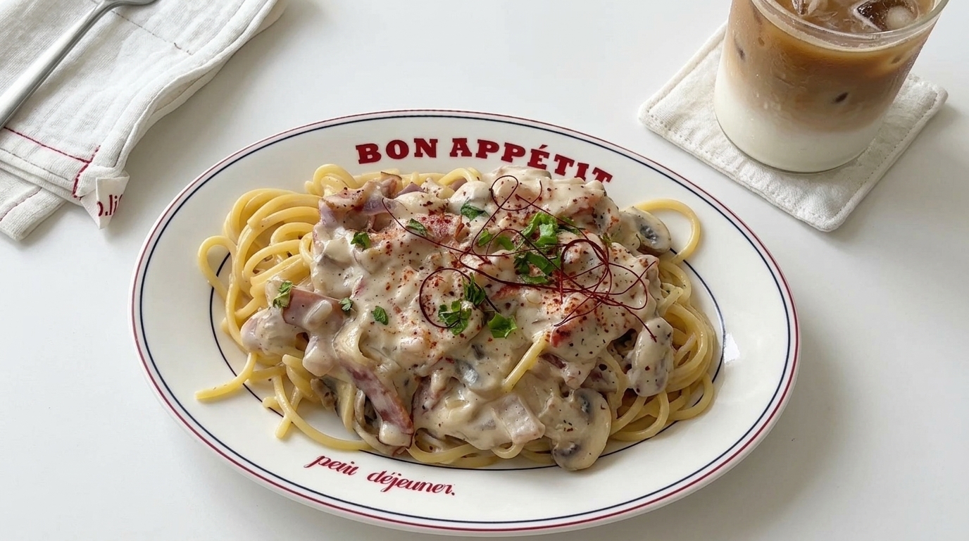 Creamy Milk-Based Bacon & Mushroom Pasta