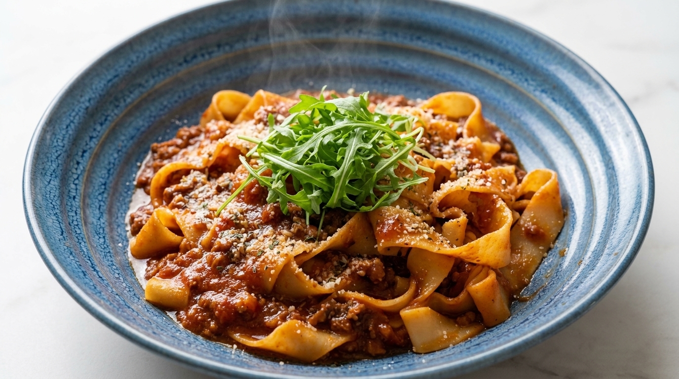 Quick Pork Bolognese Pappardelle