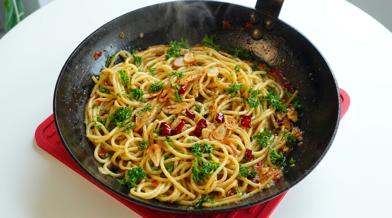 10-Minute Spicy Garlic and Chili Spaghetti