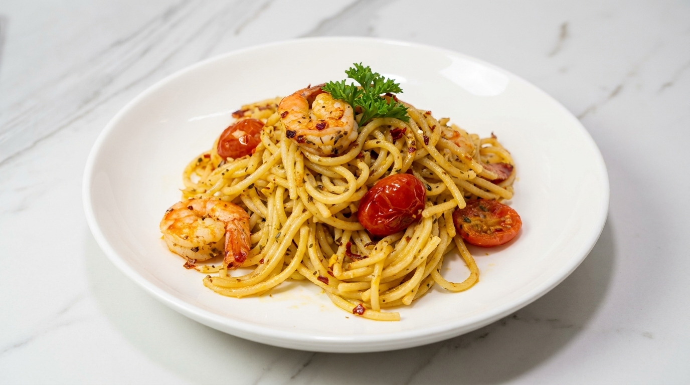 15-Minute Garlic Shrimp Aglio e Olio