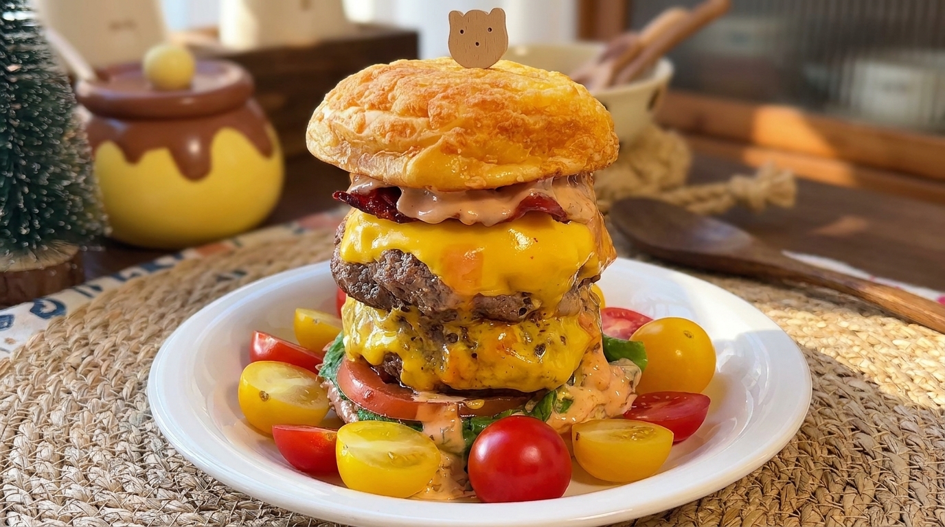 Double Cheese-Stuffed Beef Burger