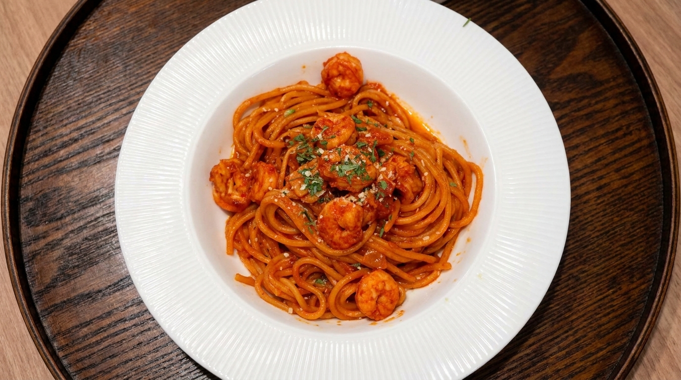 Korean-Style Spicy Shrimp and Garlic Pasta