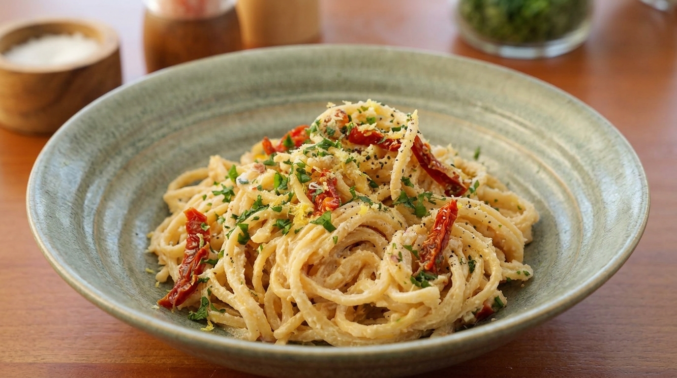 Creamy Ricotta and Sun-dried Tomato Spaghetti