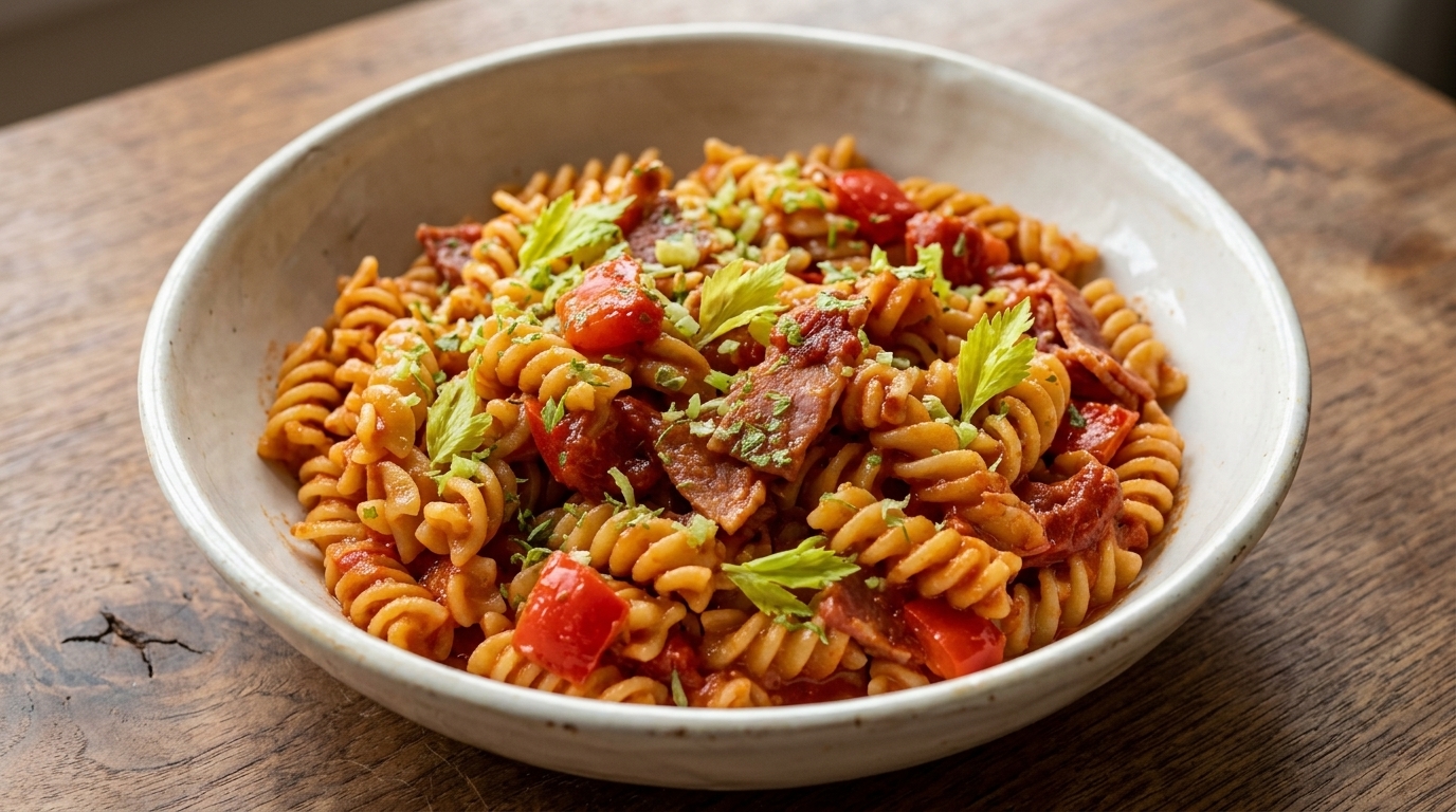 Rice Cooker Tomato and Bacon Pasta