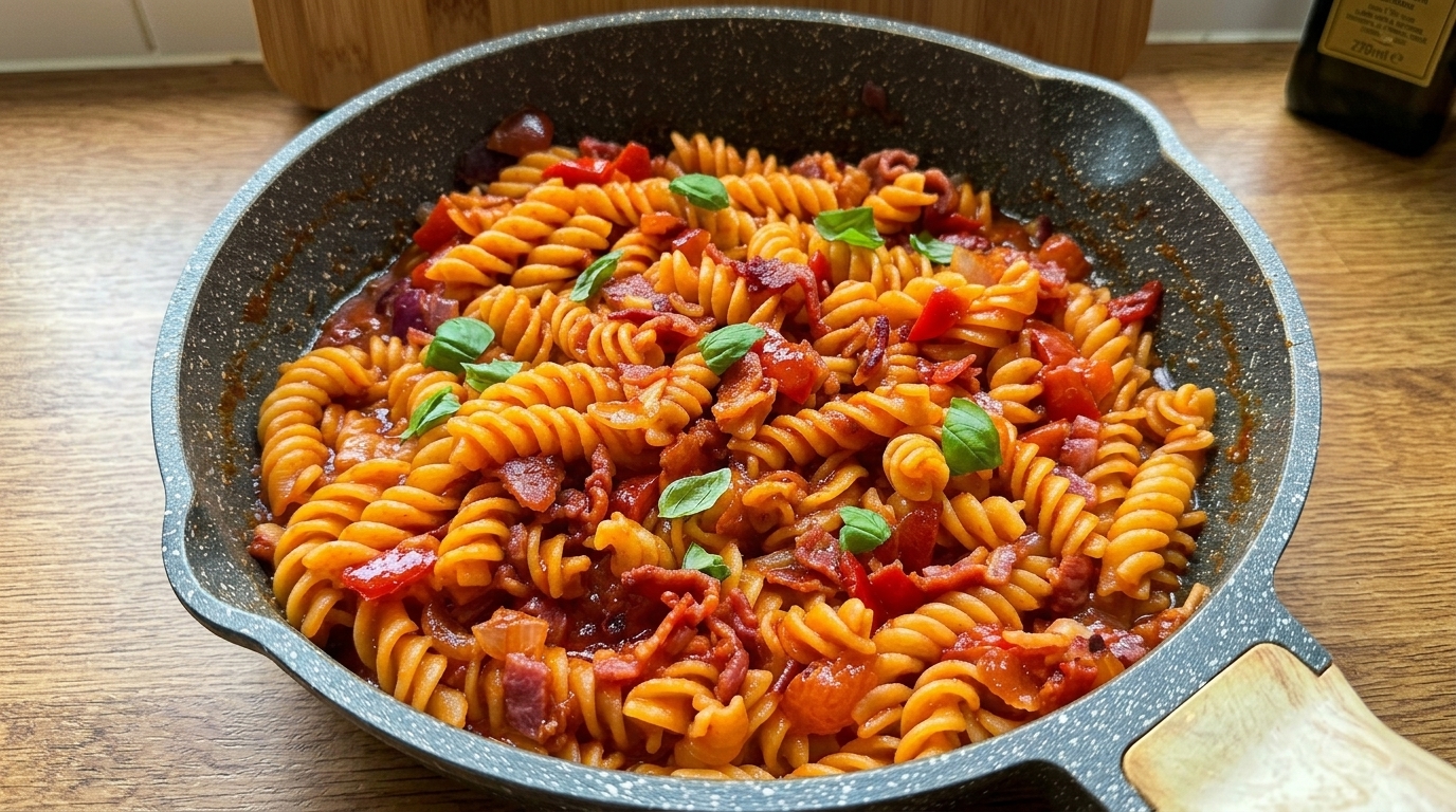 Sweet & Savory Tomato Bacon Fusilli
