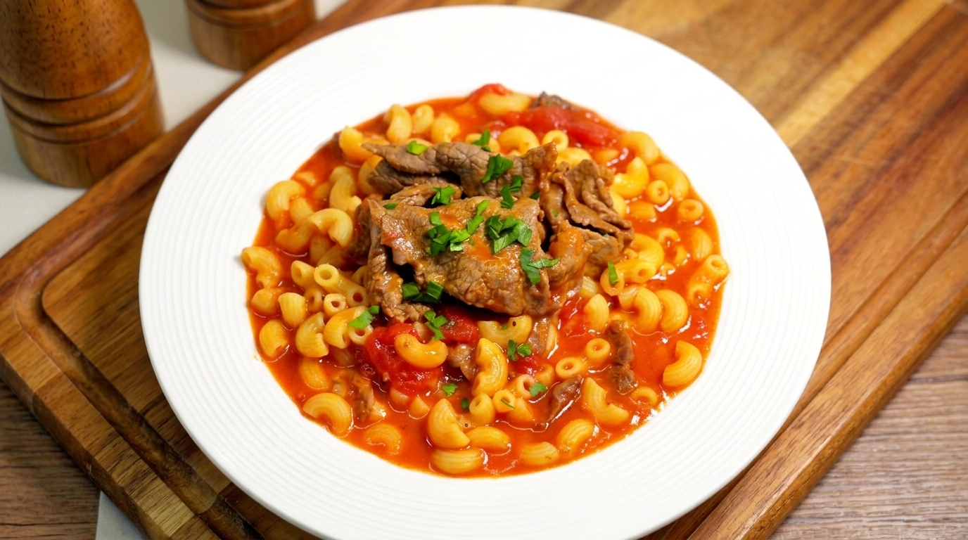 Savory Tomato Beef Macaroni