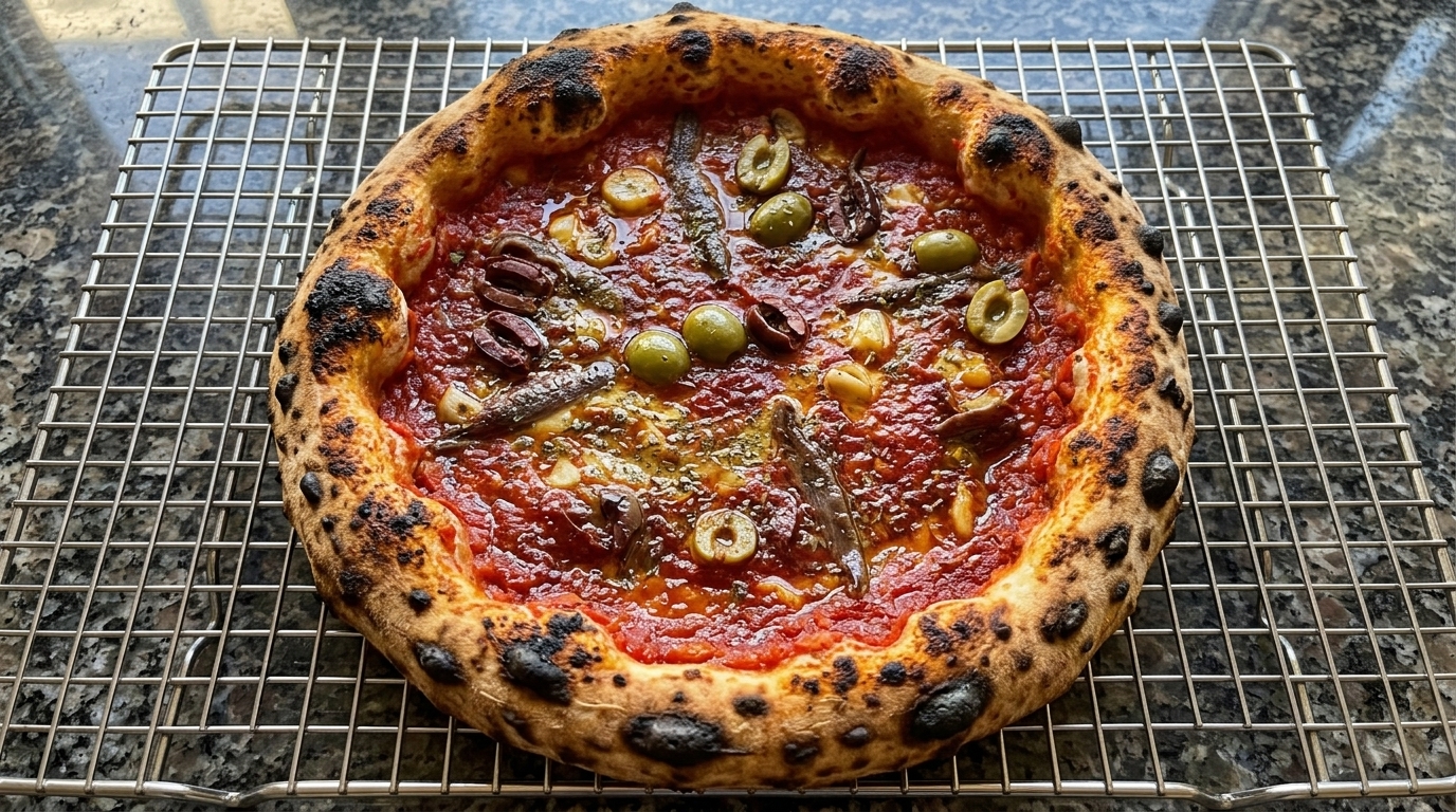 Authentic Neapolitan Seafood Pizza with Anchovies
