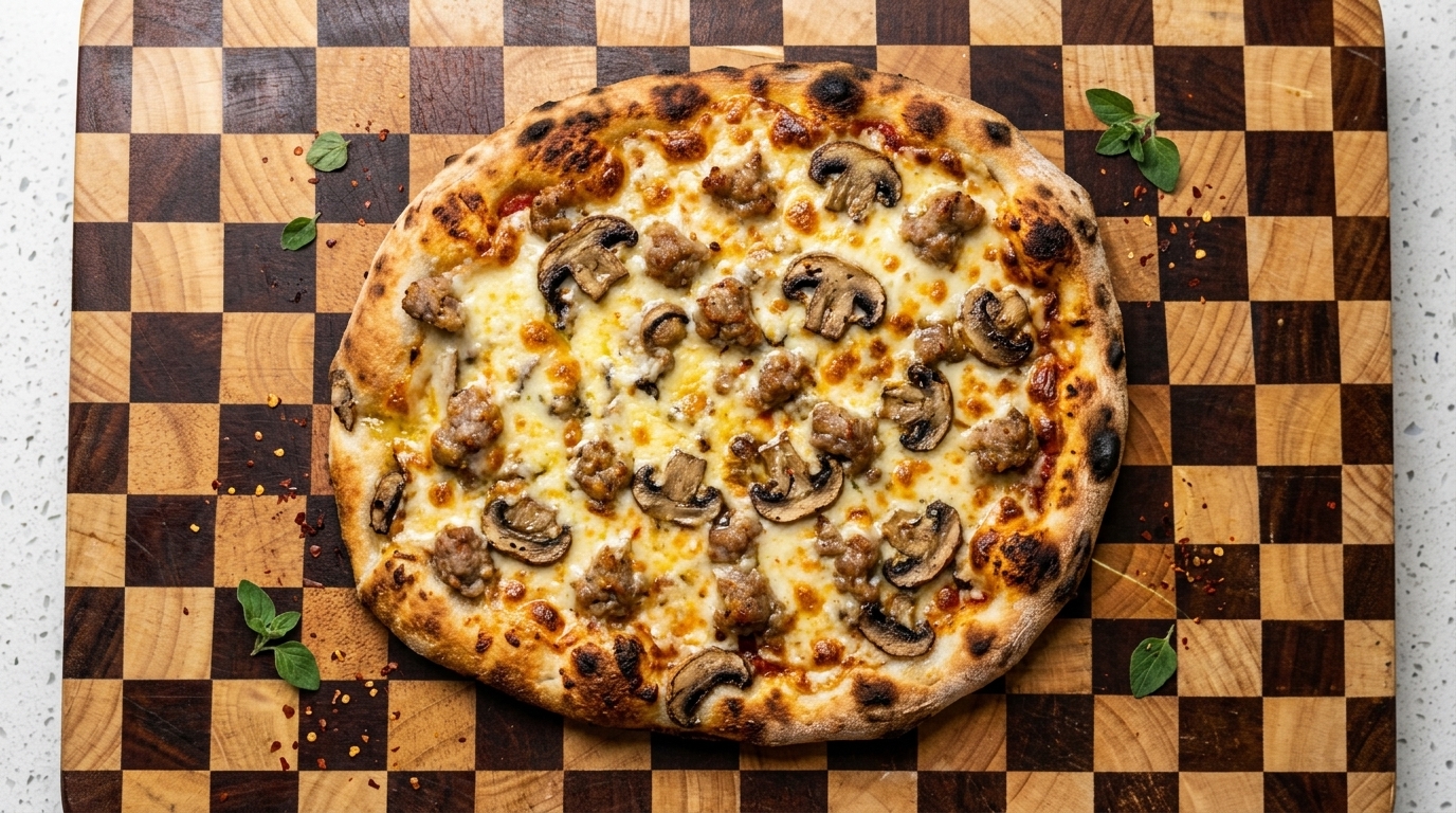 Italian Sausage and Mushroom Pizza (Pizza Boscaiola)