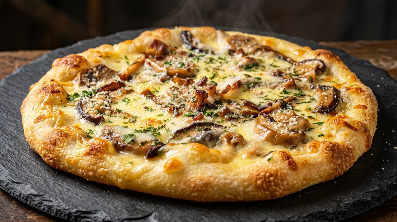 Garlic & Mushroom White Pizza (Pizza Bianca)