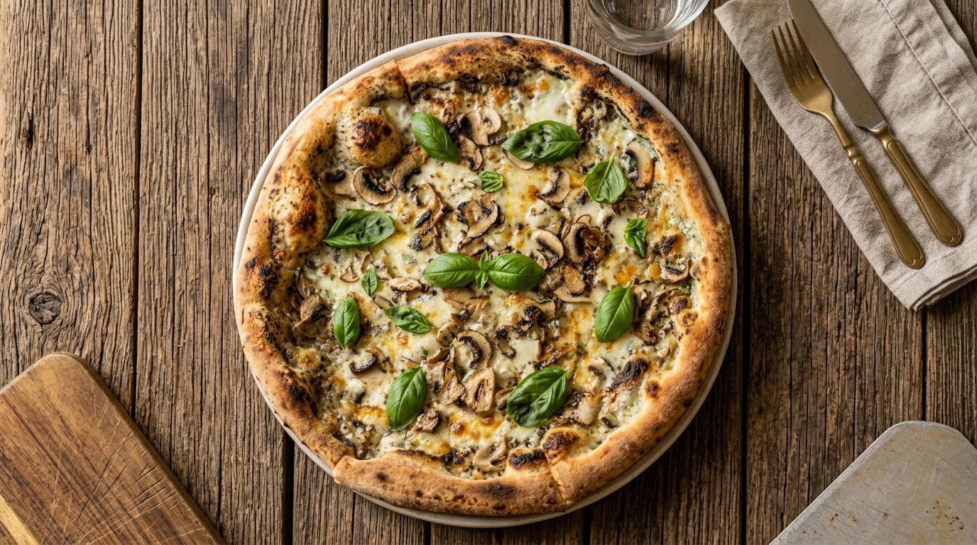 Black Truffle & Mushroom Pizza with Homemade Béchamel