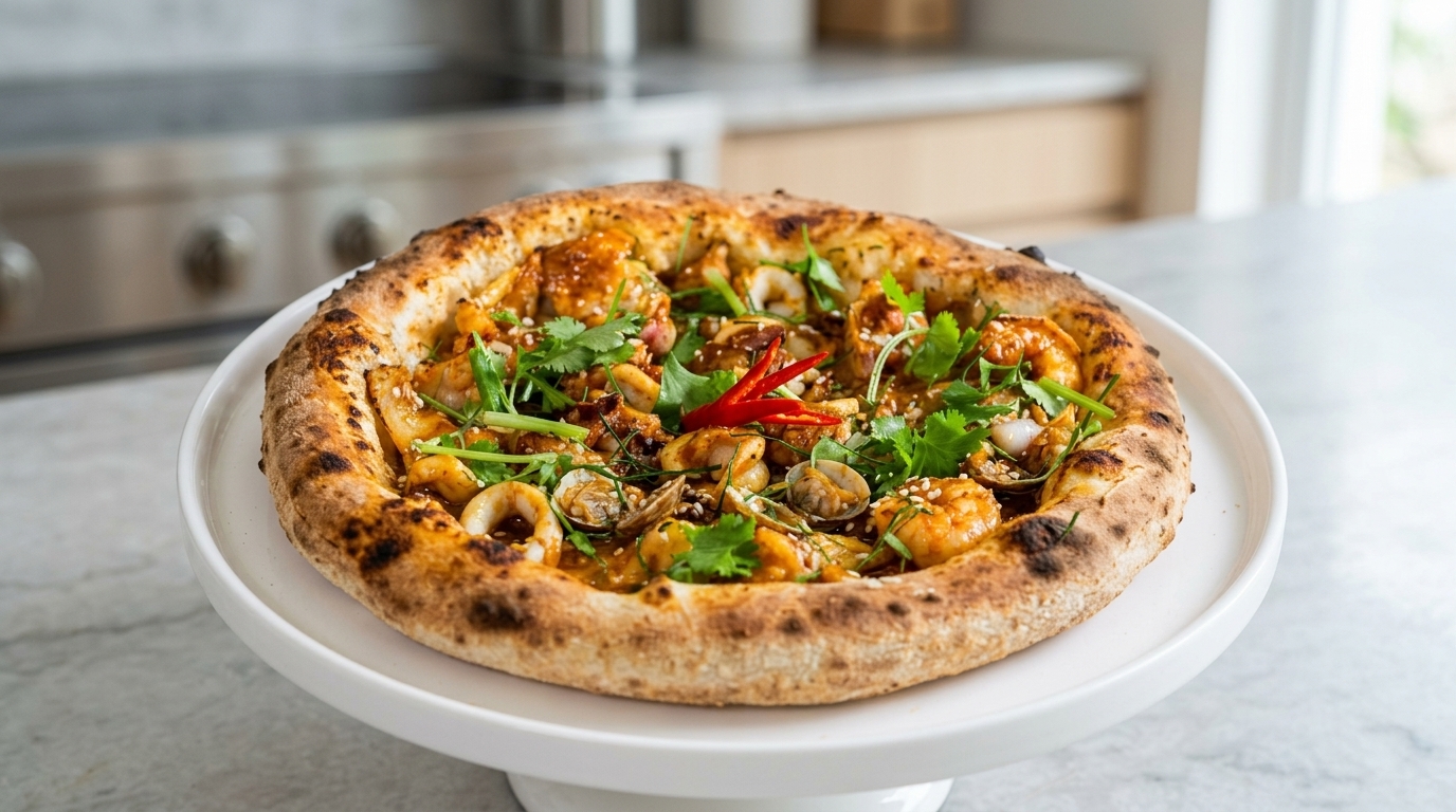 Thai-Style Tom Yum Seafood Pizza