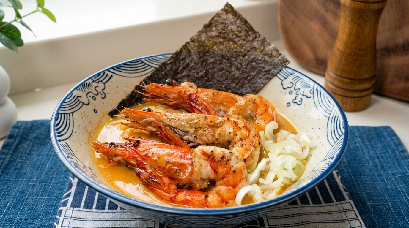 Rich Japanese Shrimp Broth Ramen (Ebi Ramen)