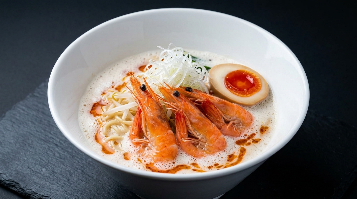 Creamy Shrimp & Chicken White Broth Ramen (Ebi Tori Paitan)