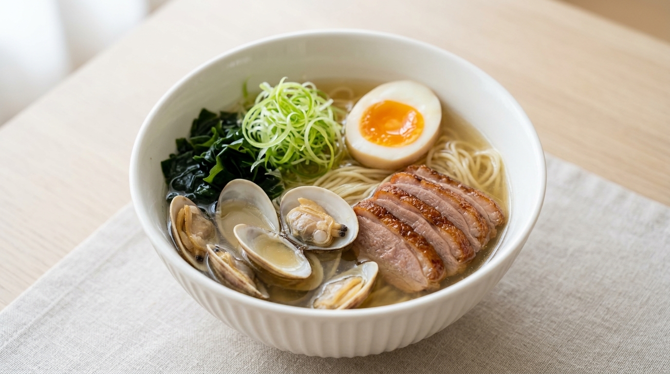Easy Homemade Clam Shio Ramen with Seared Duck