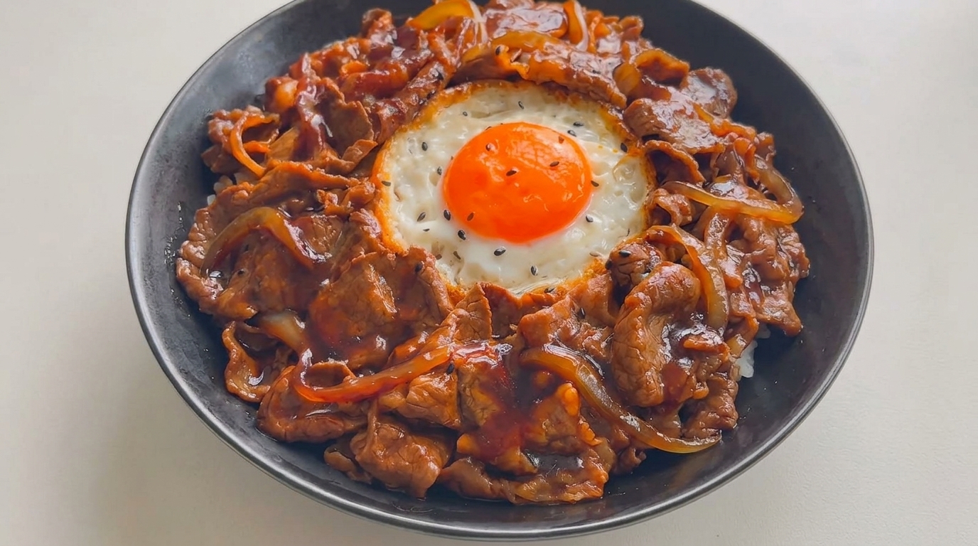 Homemade Japanese Beef Bowl (Gyudon)