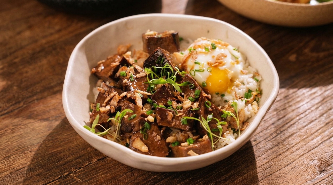 Grilled Beef Tongue & Hot Spring Egg Bowl (Gyutan Don)