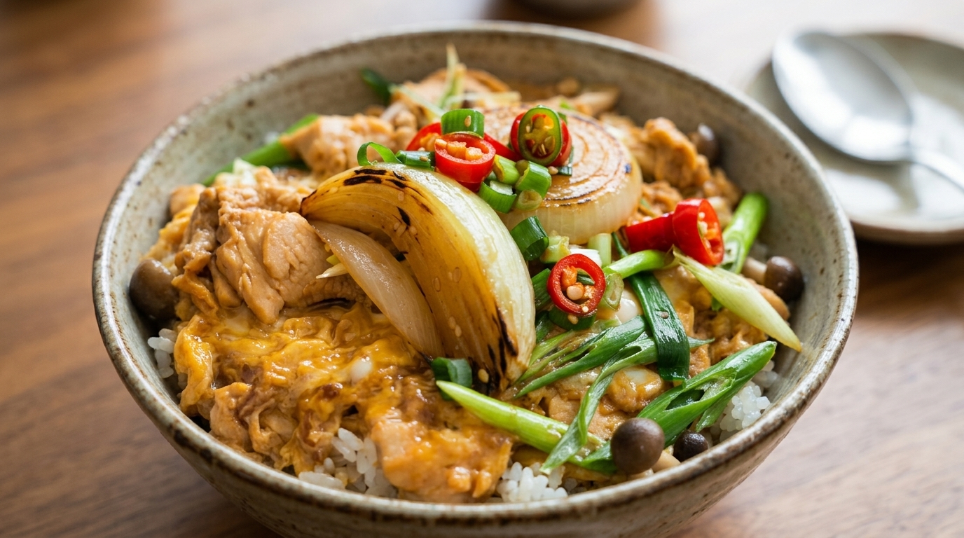 Traditional Japanese Oyakodon (Chicken and Egg Rice Bowl)