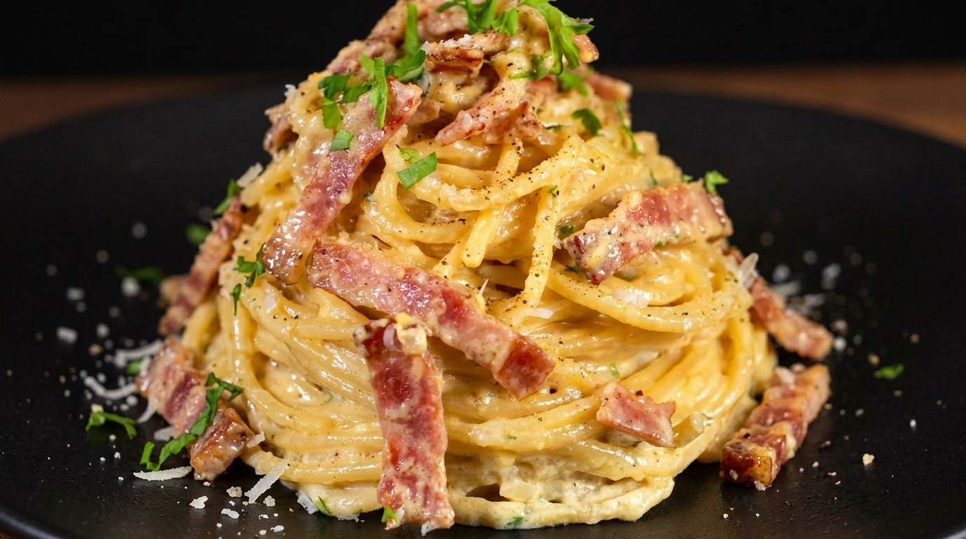 Creamy Bacon and Parmesan Spaghetti