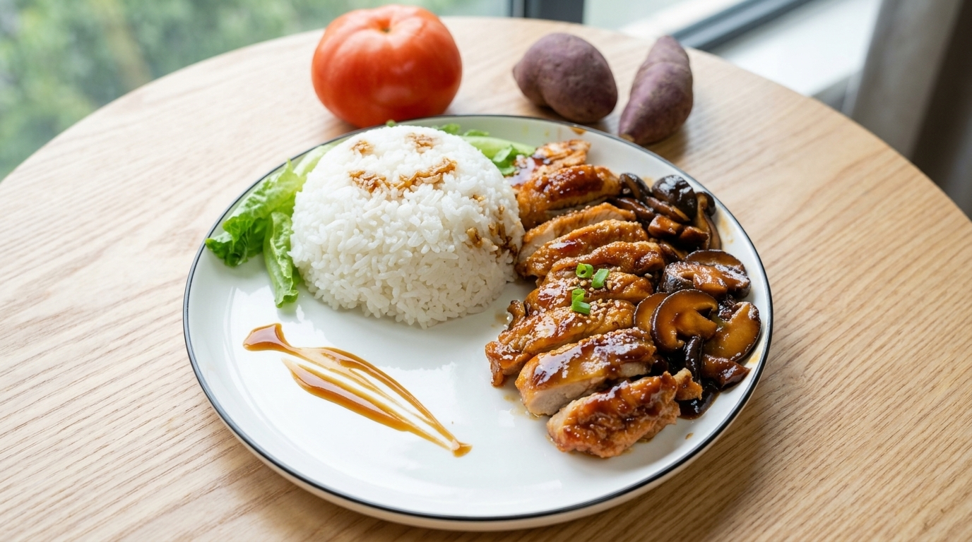 Healthy Homemade Teriyaki Chicken and Mushroom Rice