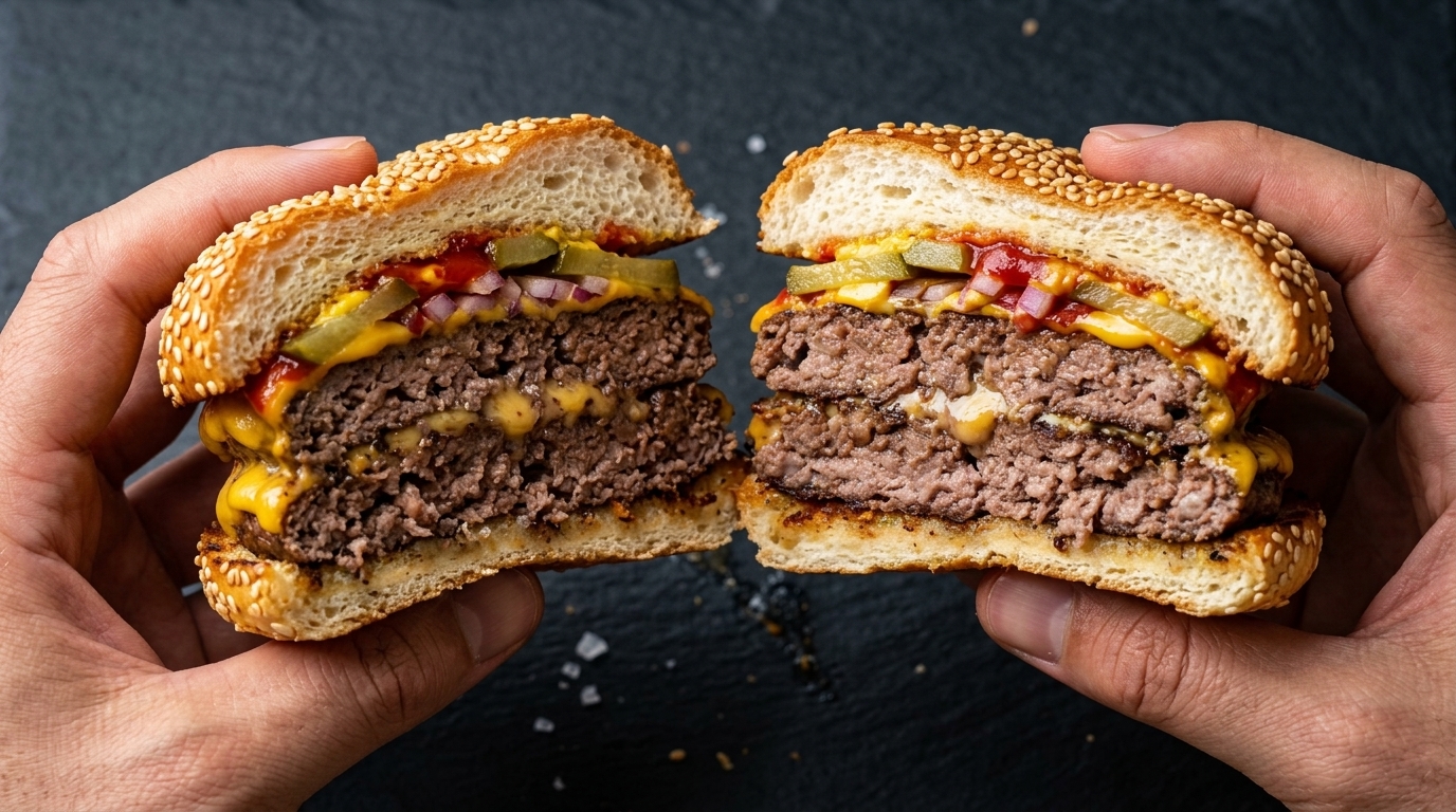 Classic Homemade Double Cheese Beef Burger