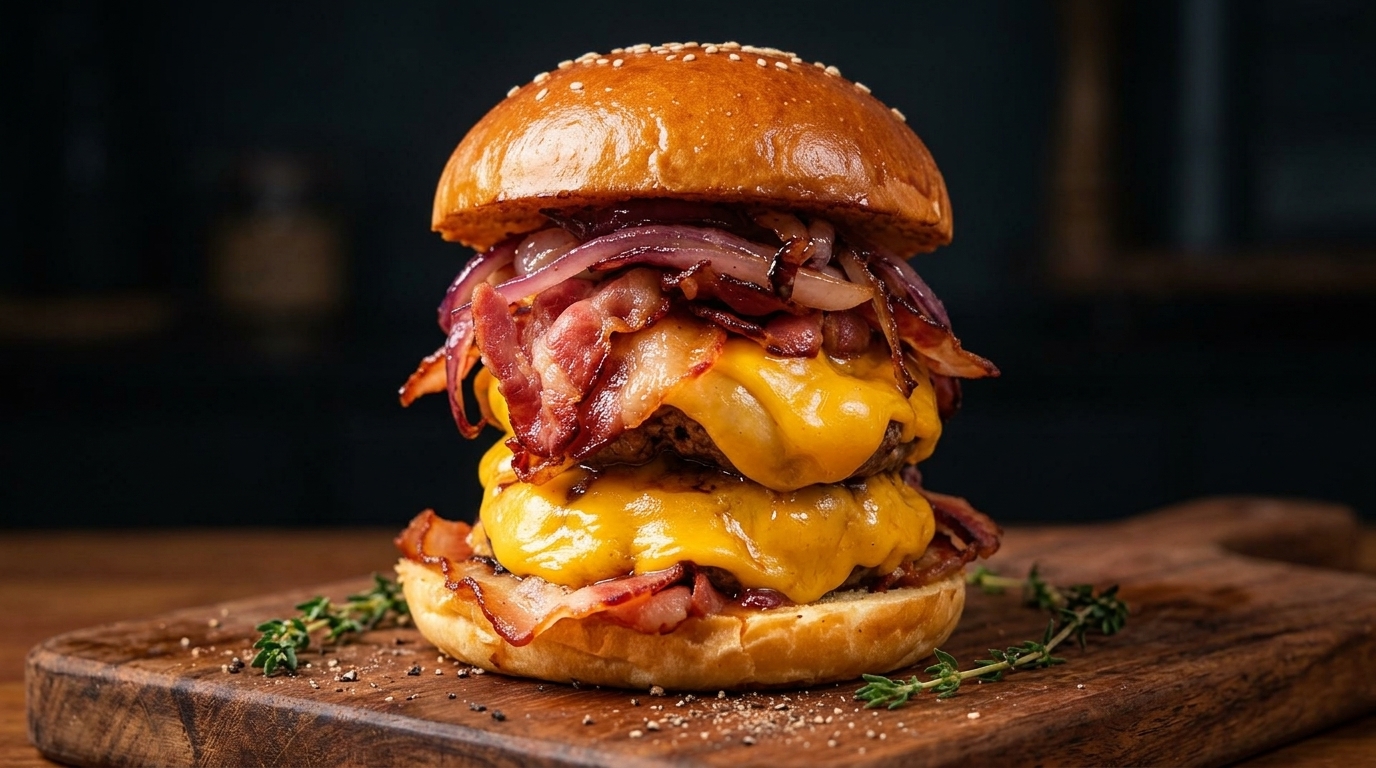 Ultimate Double Beef Bacon Cheeseburger from Scratch
