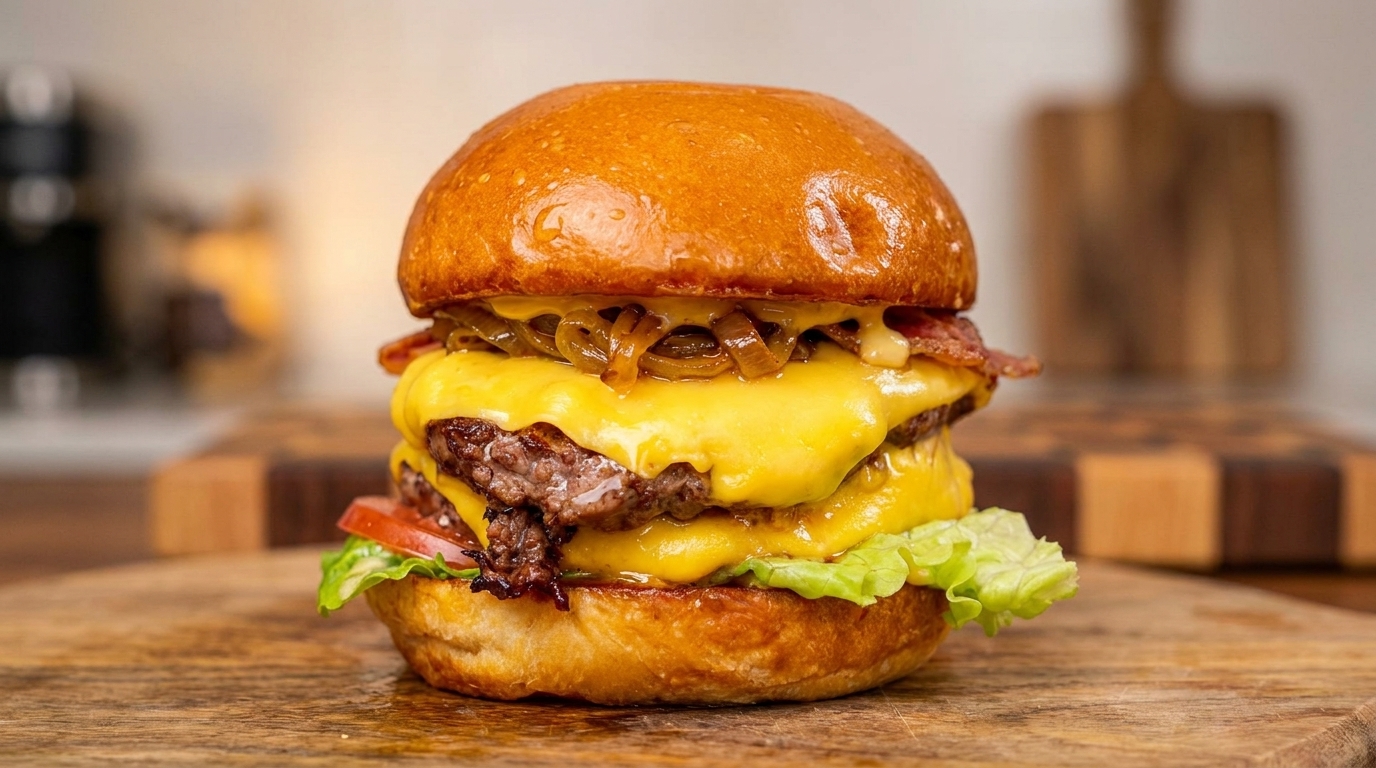 Ultimate Wagyu Double Cheeseburger with Caramelized Onions