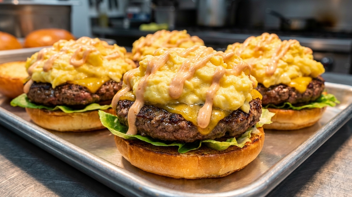 Thick Egg & Cheese Smashed Beef Burger