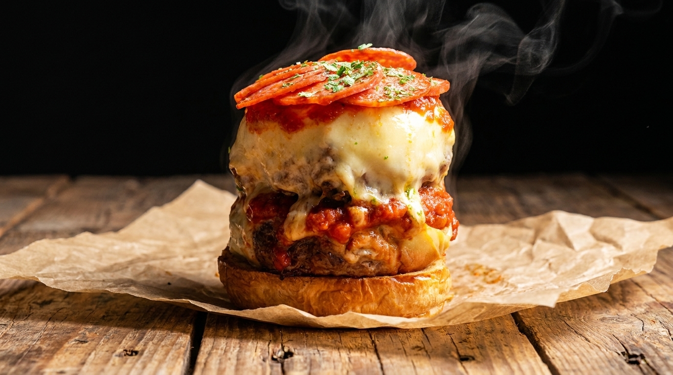 The Ultimate Double Patty Pizza Burger