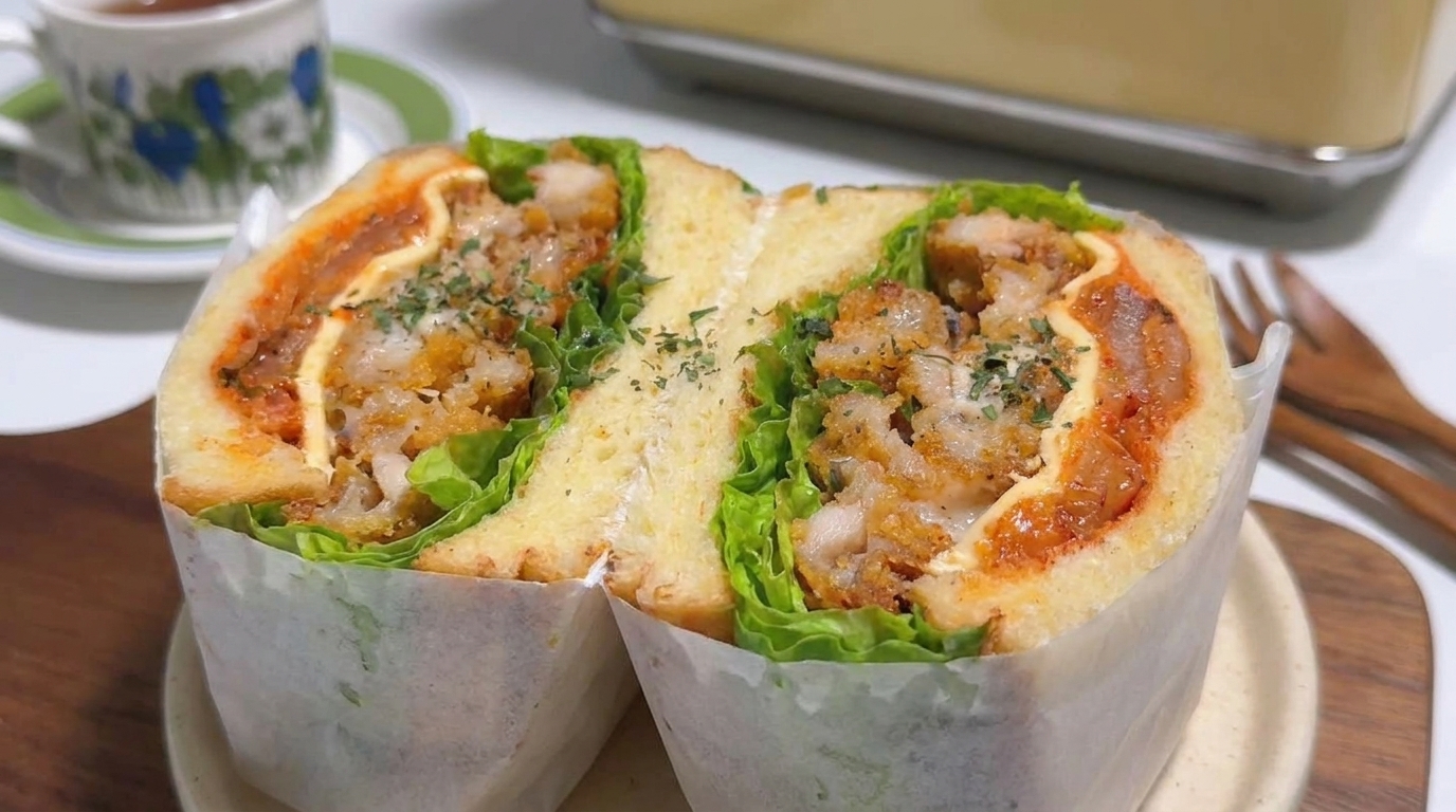 Crispy Fried Chicken and Kimchi Sandwich with Yuzu Mayo