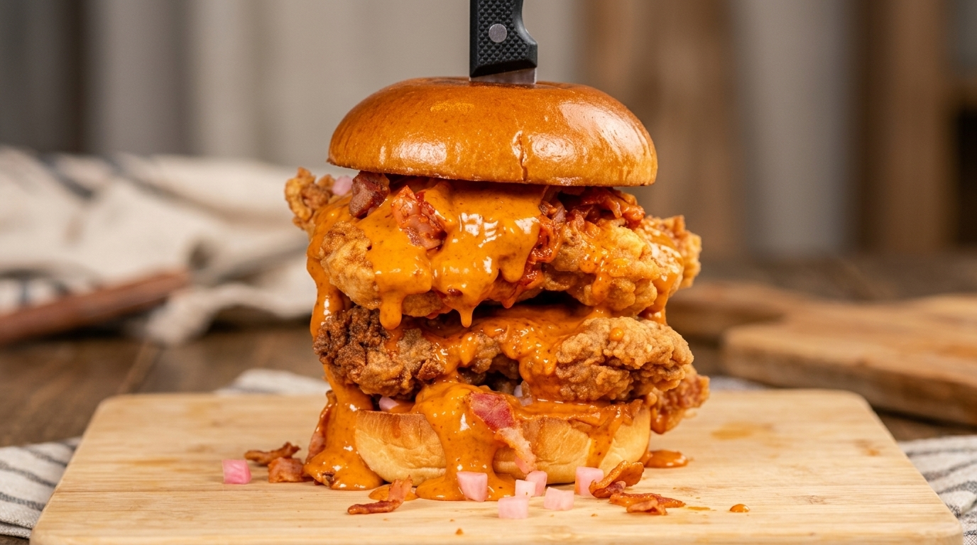 Korean Spicy Cream Fried Chicken Burger