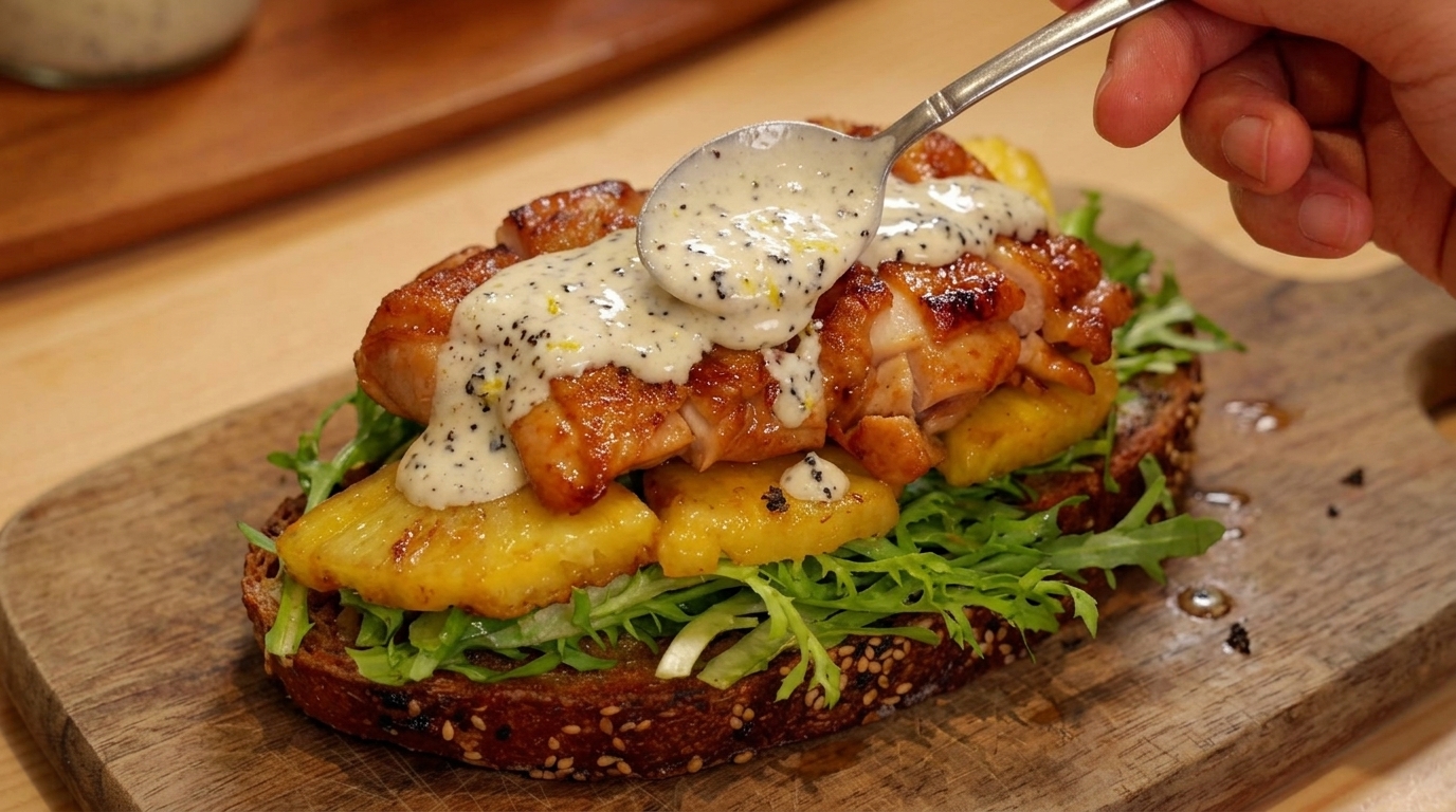 Gourmet Pineapple Chicken Sandwich with Truffle Yogurt