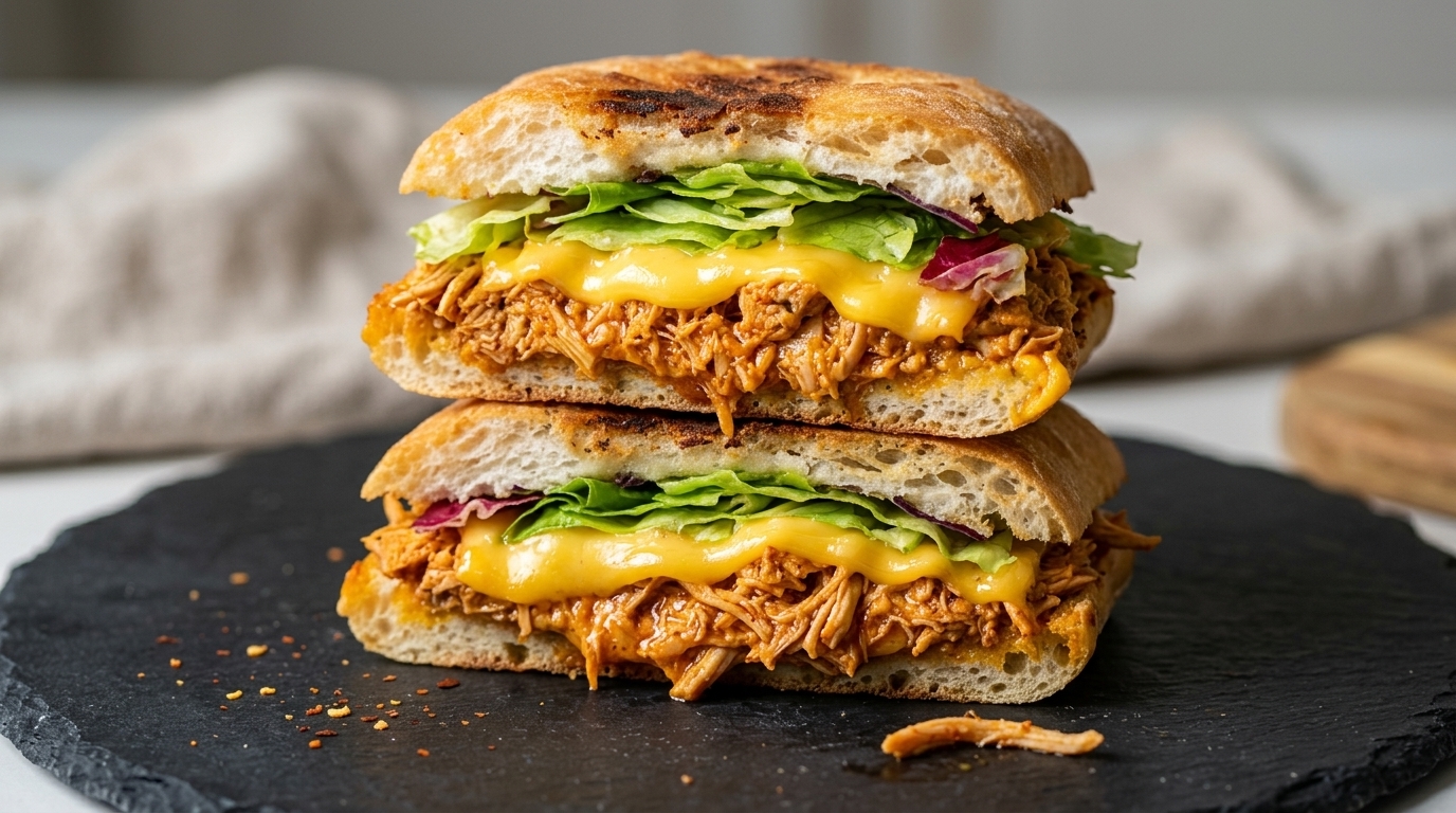 Spicy Mexican Pulled Chicken Ciabatta Sandwich