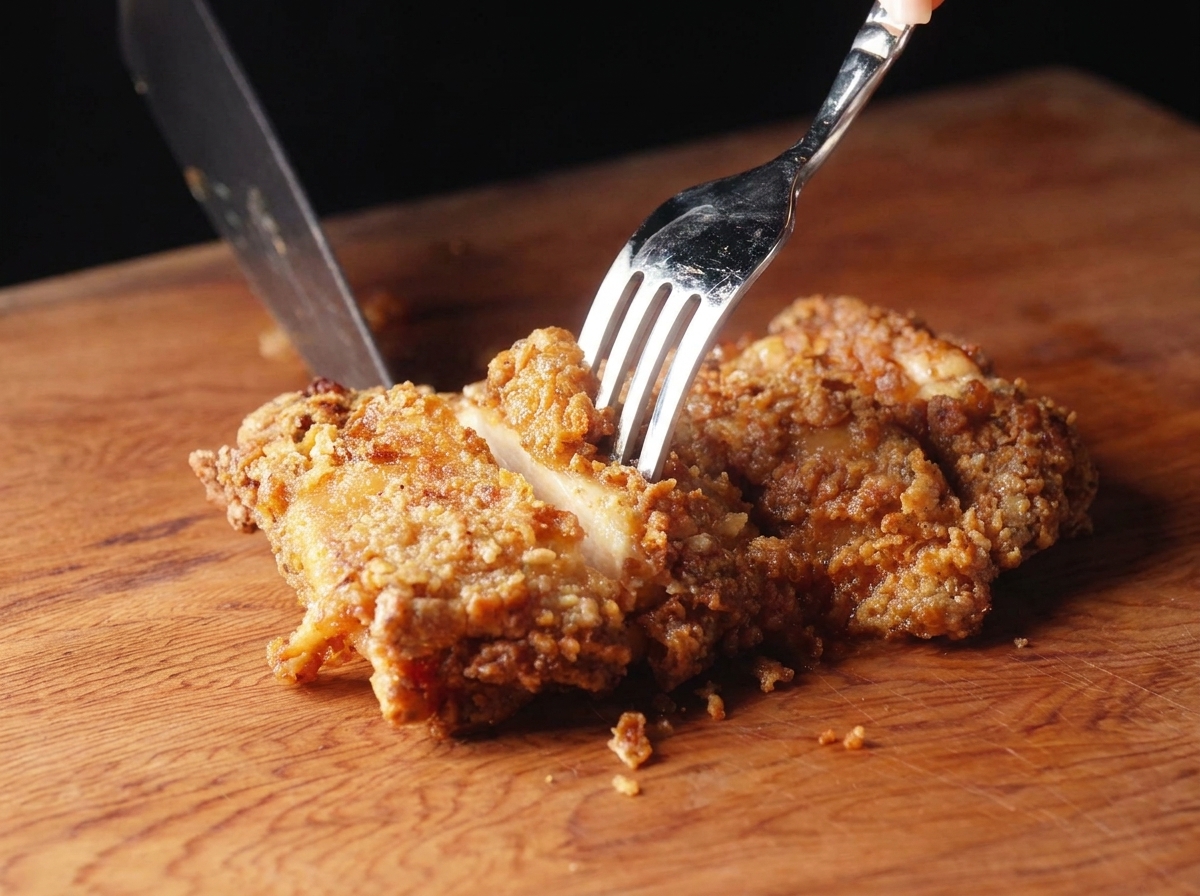 Spreading orange spicy mayo onto the bottom half of a toasted brioche bun.