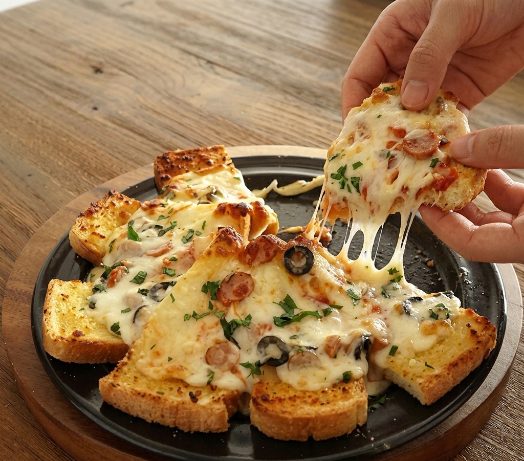 A layer of finely diced white onions scattered over red tomato sauce on a bread pizza.