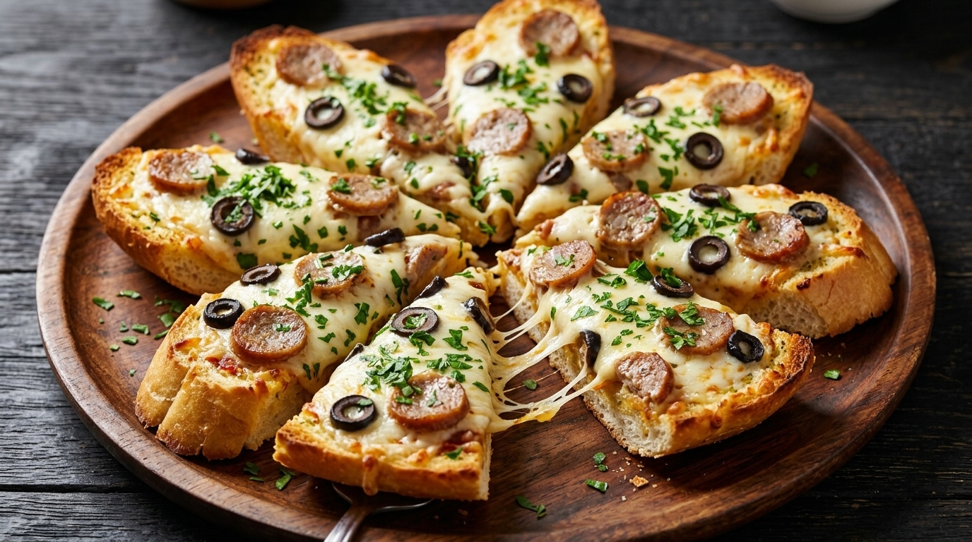 Crispy Garlic Butter Bread Slice Pizza (Oven Baked)