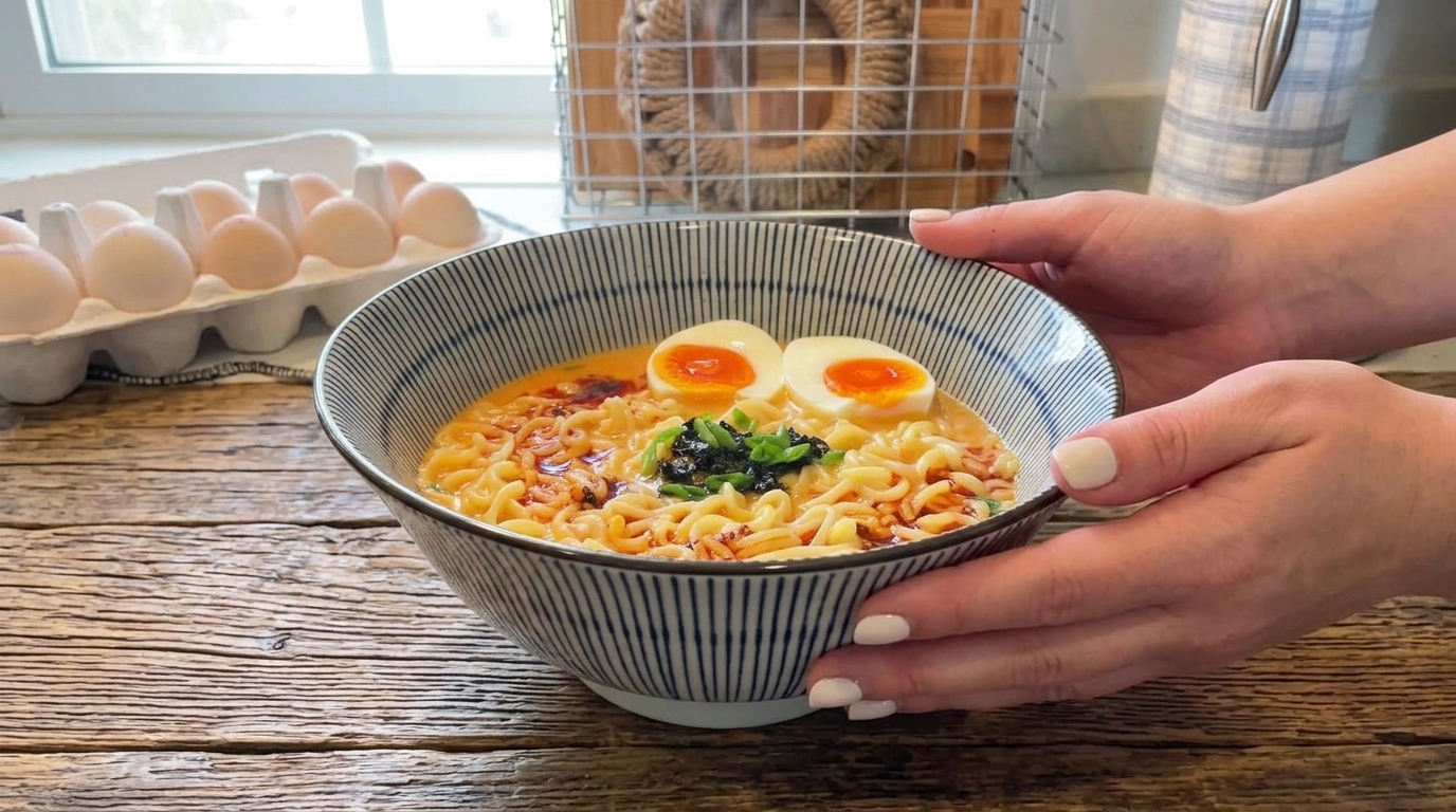 Creamy Quick-Fix Tonkotsu Ramen with Jammy Soft-Boiled Eggs