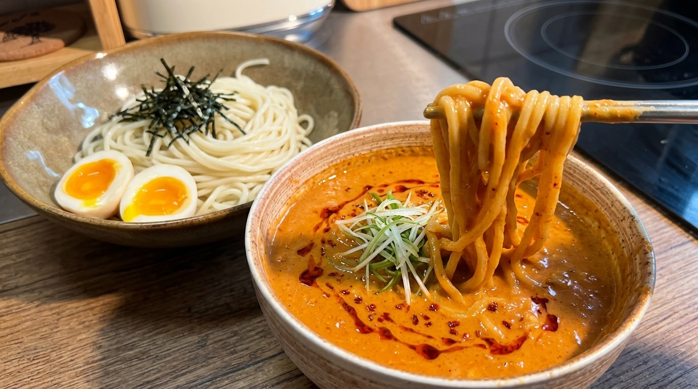 Japanese Soy Milk Miso Dipping Noodles (Tsukemen)