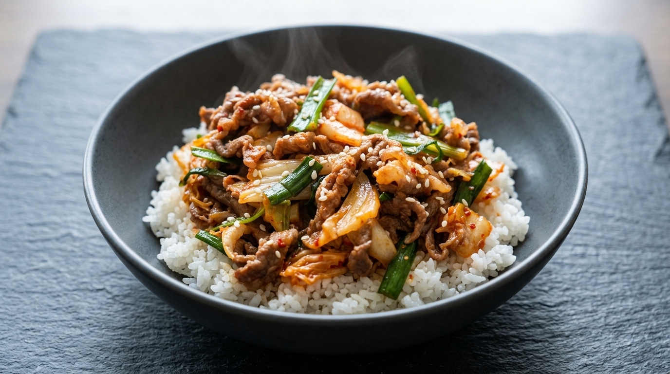 10-Minute Kimchi Beef Bowl (Kimchi Gyu-don)