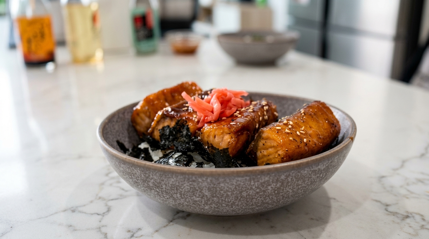 Japanese Salmon Kabayaki Don (Glazed Salmon Rice Bowl)