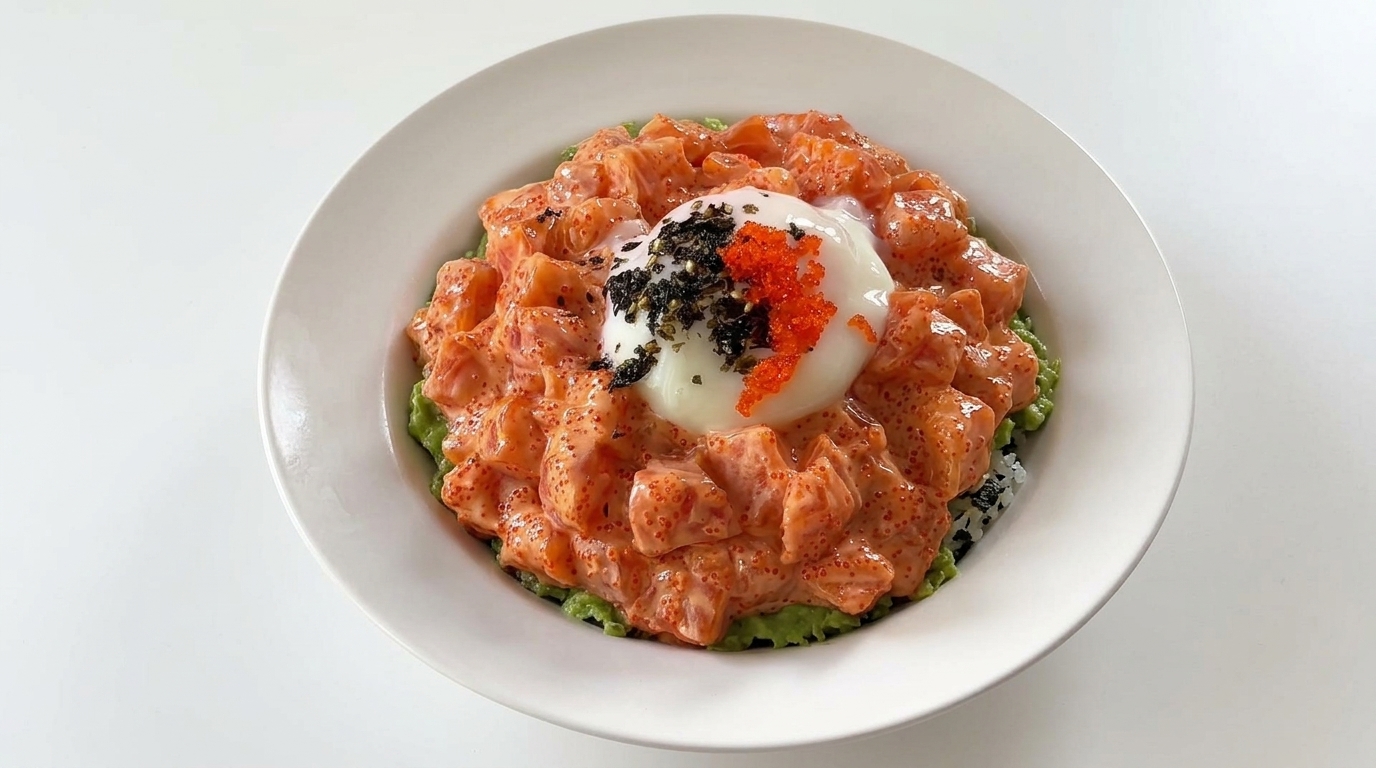 Creamy Salmon Avocado Rice Bowl (Salmon Donburi)