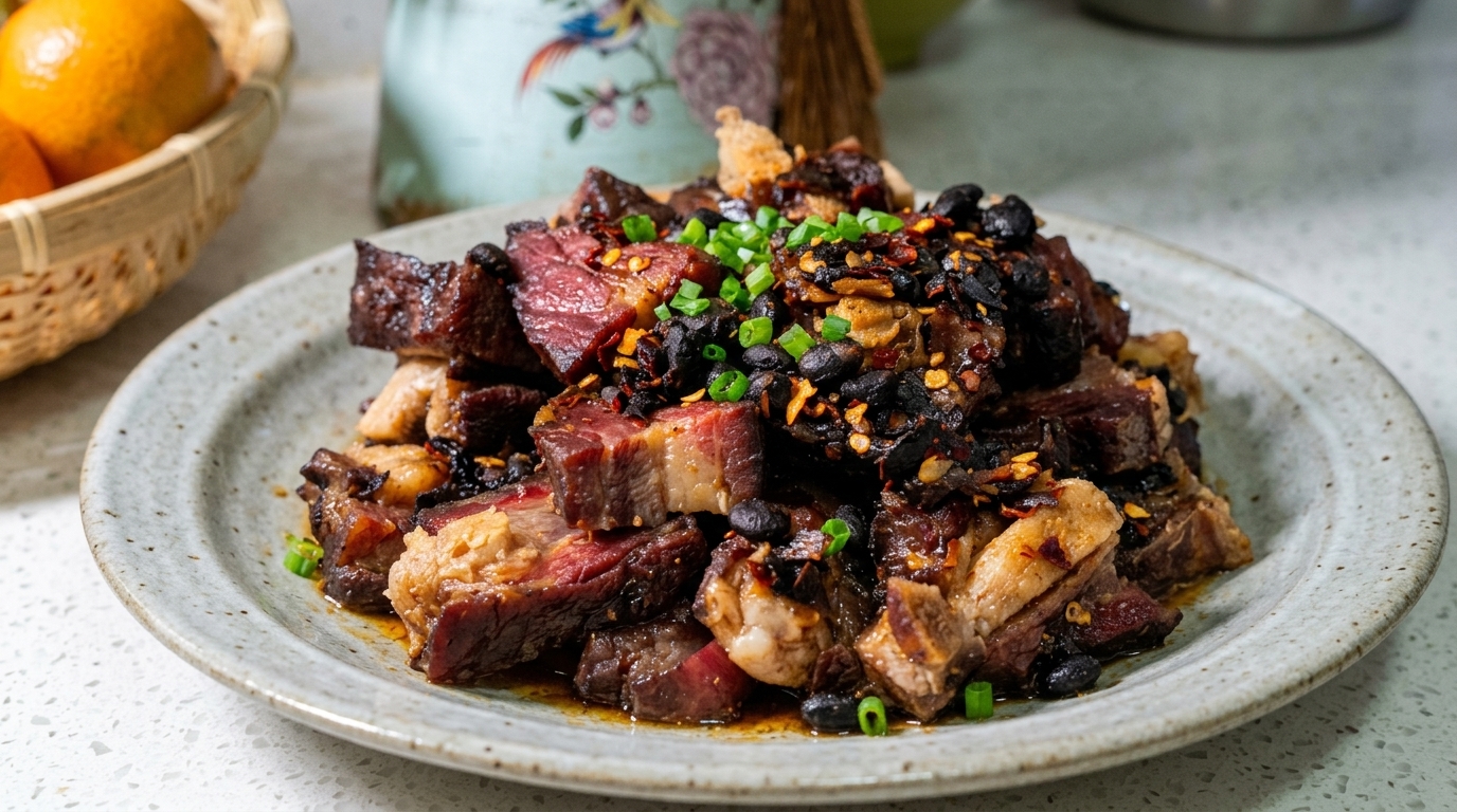 Chinese Steamed Cured Pork Ribs with Fermented Black Beans