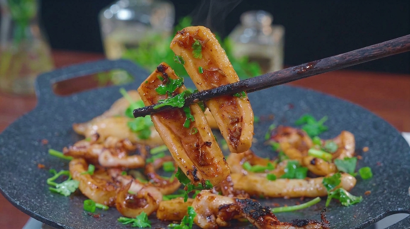 Sizzling Barbecue-Style Grilled Marinated Squid