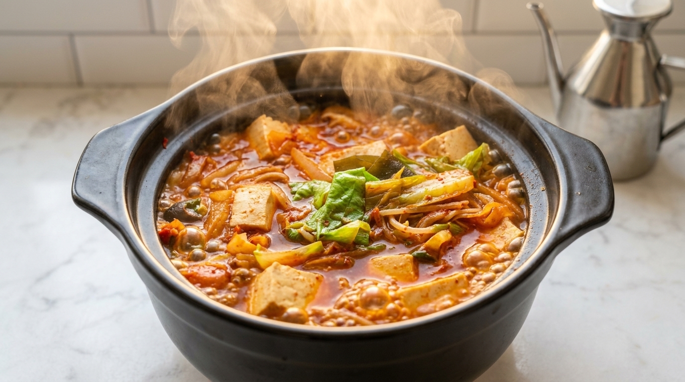 Spicy Korean Kimchi Tofu Soup (Kimchi Jjigae)